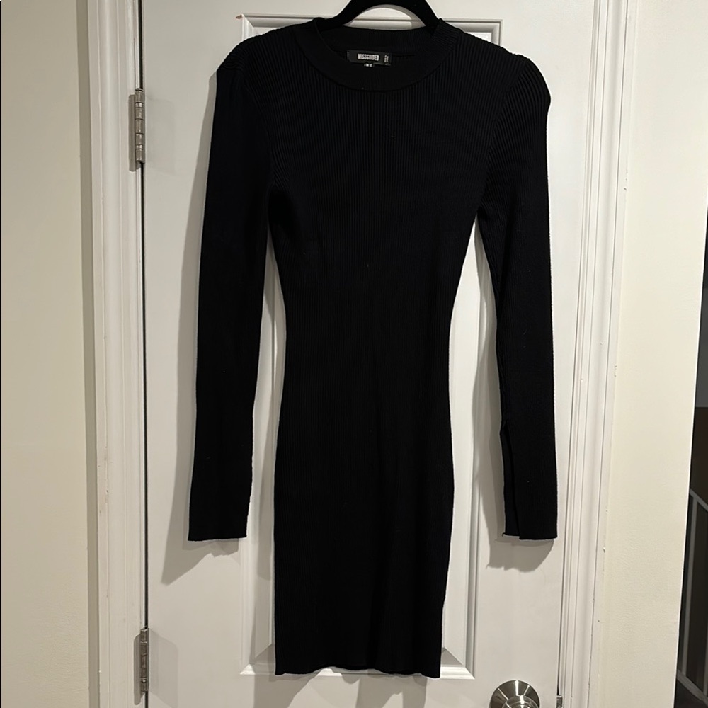 Zara Black Ribbed Knit Dress
